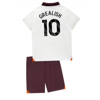 Otroški Nogometni dresi Manchester City Jack Grealish #10 Gostujoči 2023-24 Kratek Rokav (+ Kratke hlače)